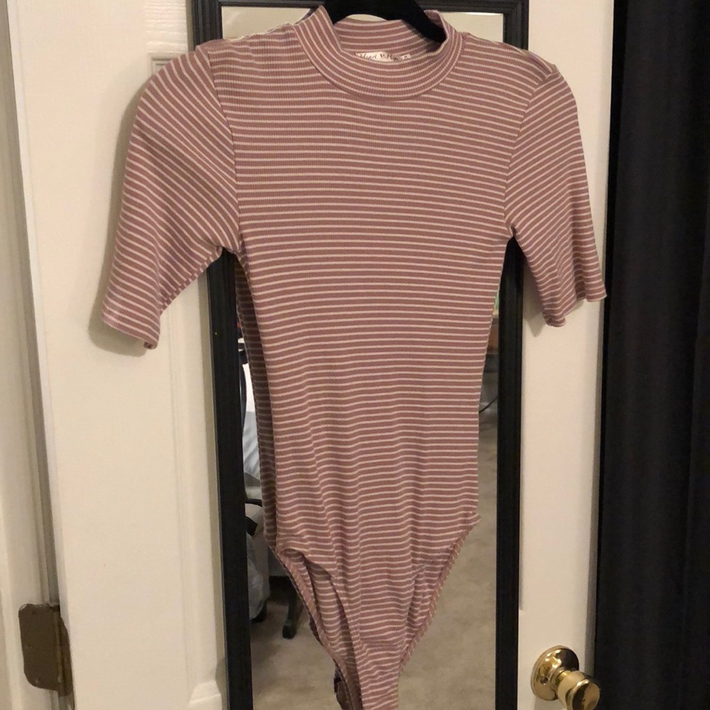 Pink & white stripped bodysuit
